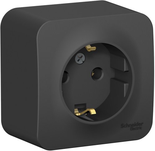 Розетка с заземлением накладная Systeme Electric Blanca 1-м. антрацит картинка